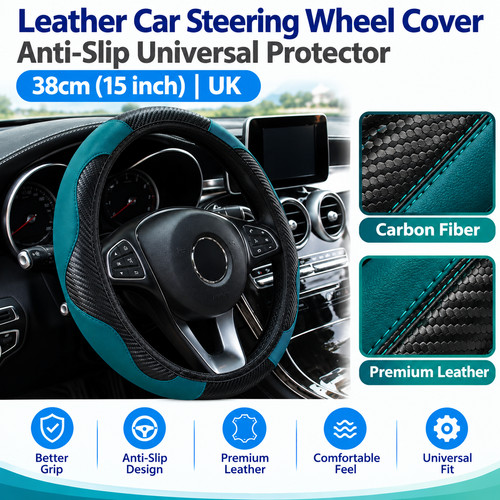 Leather car steering wheel - car,