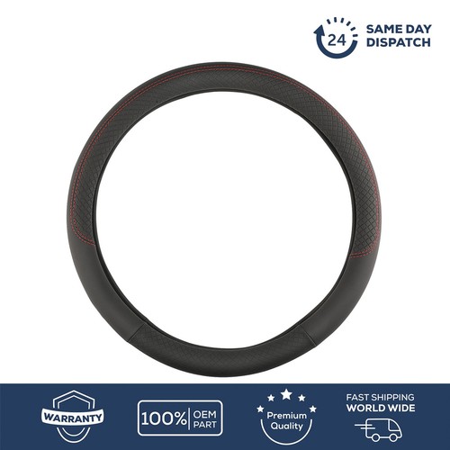 Black leather car steering - black,