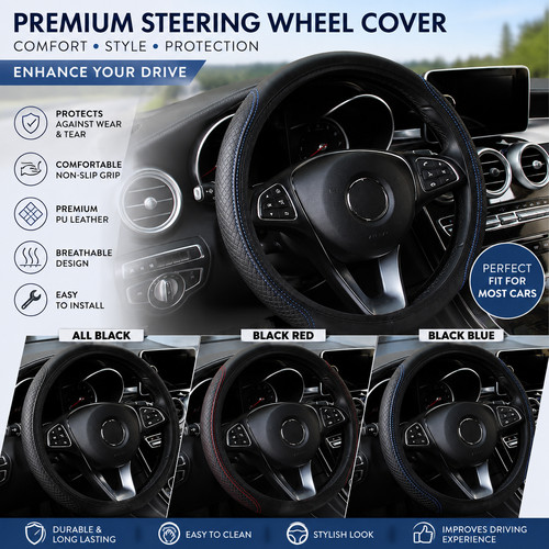Leather car steering wheel - car,