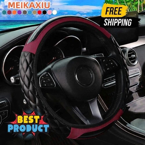Leather car steering - steering, wheel